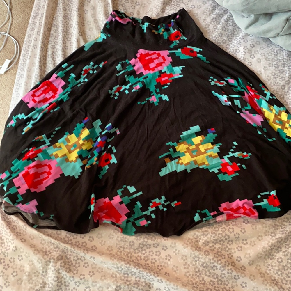 Circle skirt size small with digital flower pattern